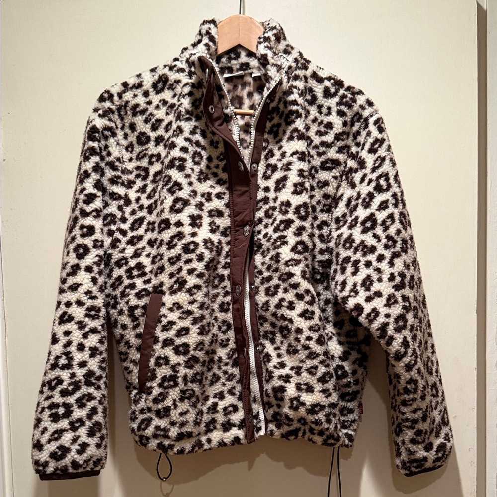 Levi's Leopard-Print Teddy Jacket in Cream and Brown